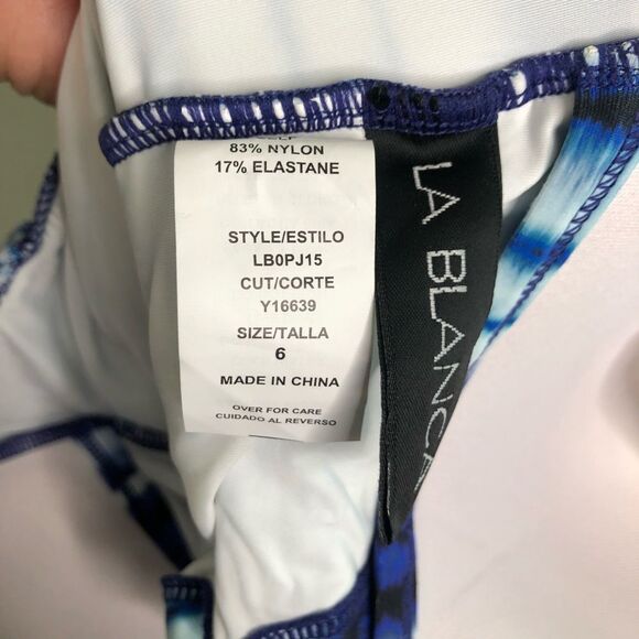 NWT La Blanca Twist Front Keyhole Slimming Fit One Piece Swimsuit Blue Size 6 - Picture 8 of 8